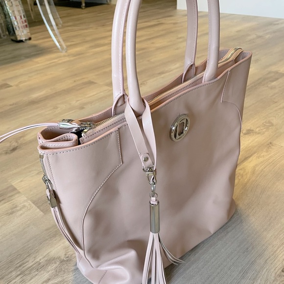 Laurel Purse - Large Tote Bag - Blush Pink and Purple Interior - Picture 2 of 15